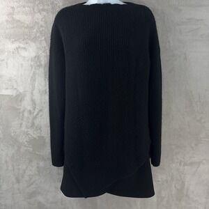 Brochu Walker Sweater Womens Size Small Black Asymmetrical Hem Knit Pullover
